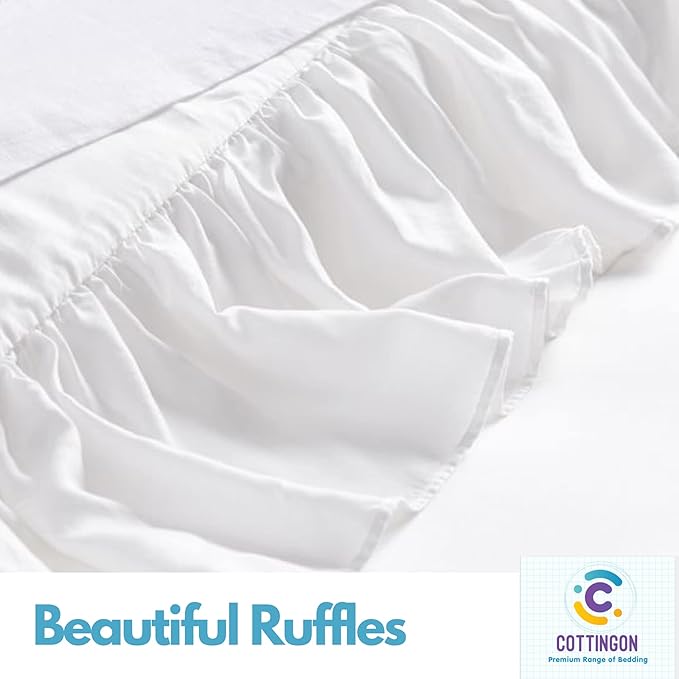 Ruffled Bed Skirt with Split Corners-Dust Ruffle - Image 5
