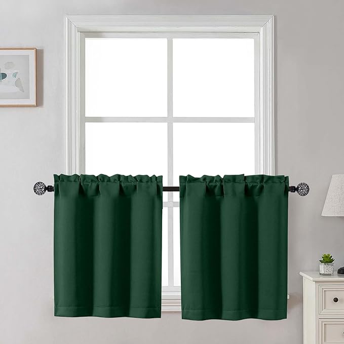 Gwine 24 Inch Length Kitchen Curtains Sets, Light Filtering Half Window Short by Gwine