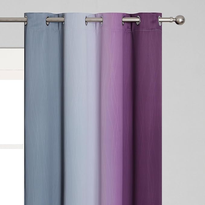 Estelar Textiler Purple and Grey Ombre Blackout Curtains 102 Inches Long - Image 4