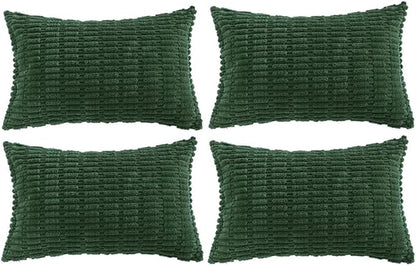 Fancy Homi Set of 4 Dark Green Lumbar Rectangle Decorative Throw Pillow Covers by Fancy+Homi