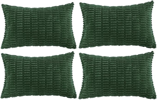 Fancy Homi Set of 4 Dark Green Lumbar Rectangle Decorative Throw Pillow Covers by Fancy+Homi