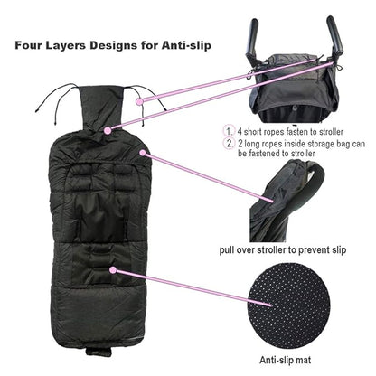 Christmas Uniuqe Waterproof Winter Stroller Bunting Bag Todder, Width Adjustable - Image 7
