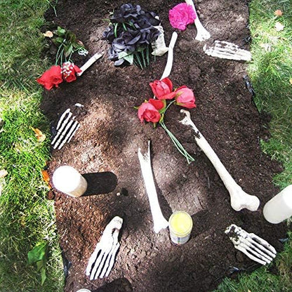 MOKRY PARTY Bag of Bones Halloween Life Size Skeleton Skull for Decoration and Spooky Graveyard 28 PCS