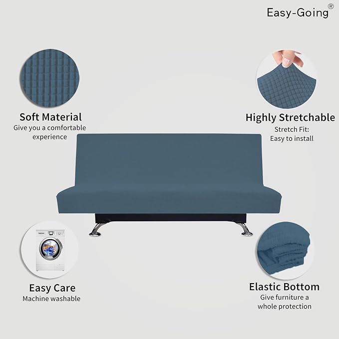 Easy-Going Stretch Futon Slipcover Armless Futon Bed Cover Furniture Protector - Image 3