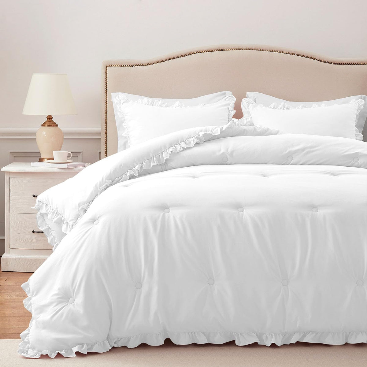 harborest full comforter - white ruffle comforter for, main product view