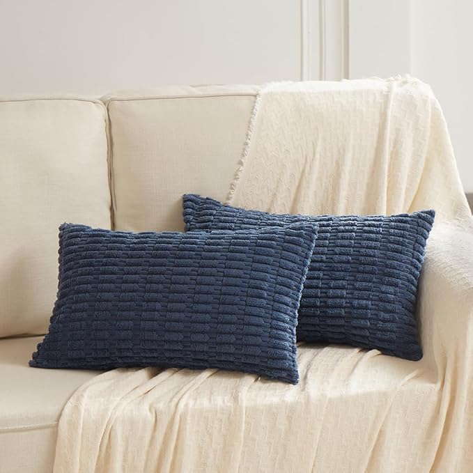 Fancy Homi 4 Packs Dusty Blue Decorative Throw Pillow Covers 12x24 Inch - Image 6