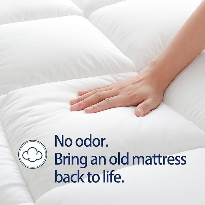Mattress Topper King for Back Pain, Extra Thick Mattress Pad Cover, Plush - Image 4