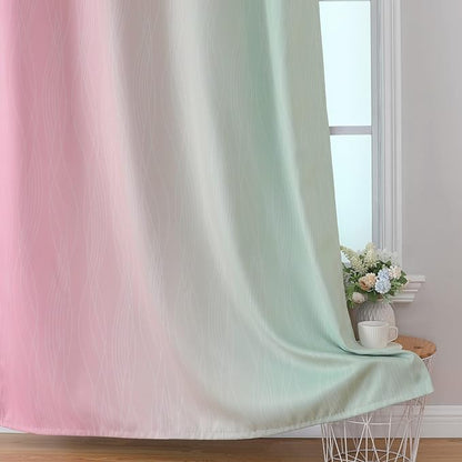 Estelar Textiler Sage Green and Pink Room Darkening Blackout Curtains 84 Inch - Image 6