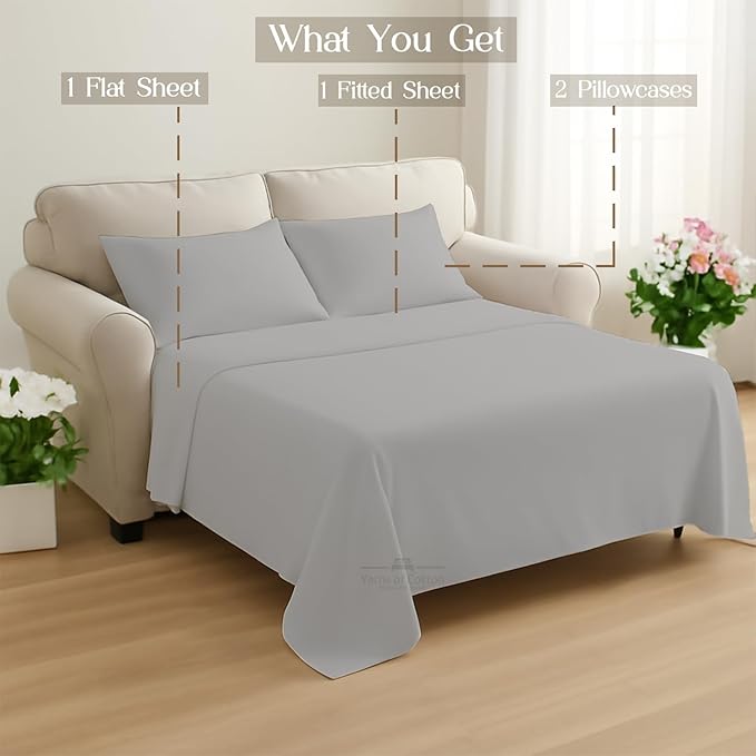 Sleeper Sofa 4 Piece Bed Sheet Set Premium Quality 100% Cotton 500 Thread Count - Image 8