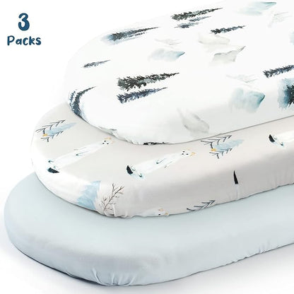 GRSSDER Stretchy Ultra Soft Fitted Bassinet Sheet Set 3 Pack, Universal Fit - Image 2