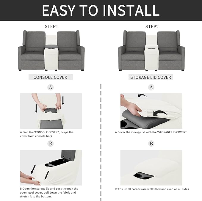 Easy-Going 2-Piece Recliner Console Cover - Image 5
