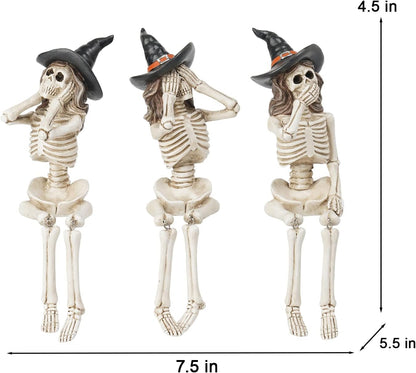 Newman House Studio Halloween-Décorations No-Evil-Skeleton-Figurines