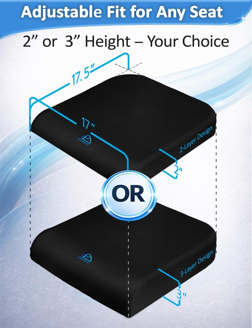 Adjustable Memory Foam Seat Cushion, Custom Height & Firmness, Ergonomic ...