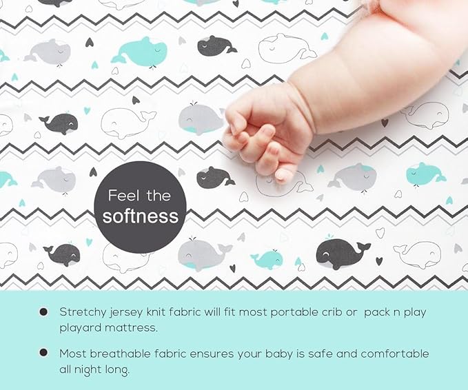 Pack n Play Sheets, BROLEX 2 Pack Mini Crib Sheets, Stretchy Portable Fitted - Image 9