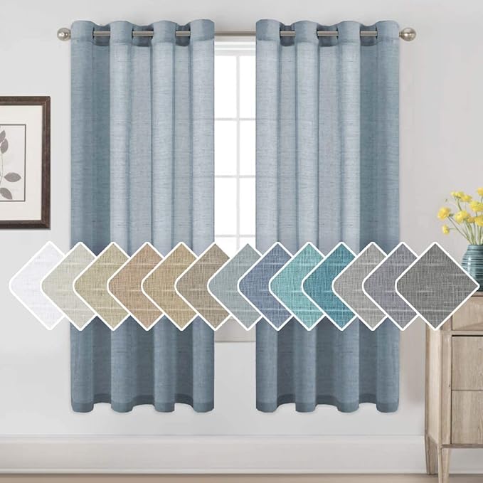 H.VERSAILTEX Linen Semi Sheer Curtains 72 inch Length Energy Saving Easy Care by HVERSAILTEX