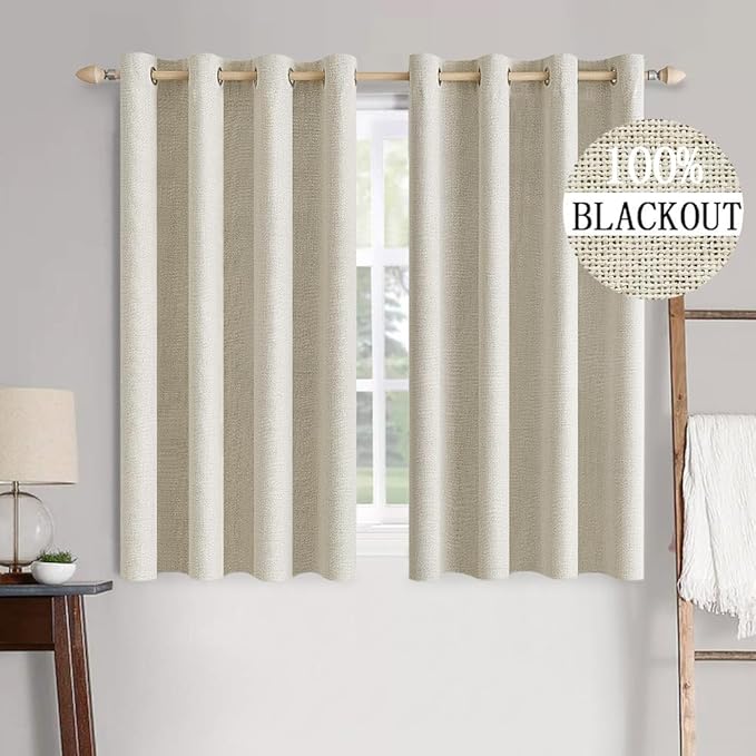 MIULEE 100% Blackout Linen Textured Curtains by MIULEE