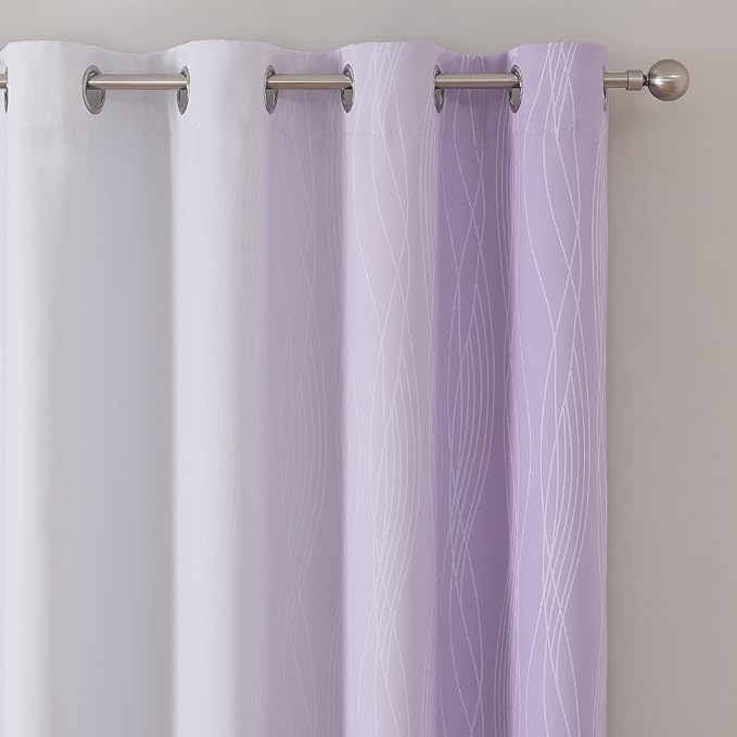 Estelar Textiler Lilac and Greyish White Gradient Blackout Curtains - Image 4