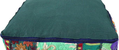 CRAFT KALA Indian Square Patchwork Traditional Pouf Cover Indian Living Room - Image 9