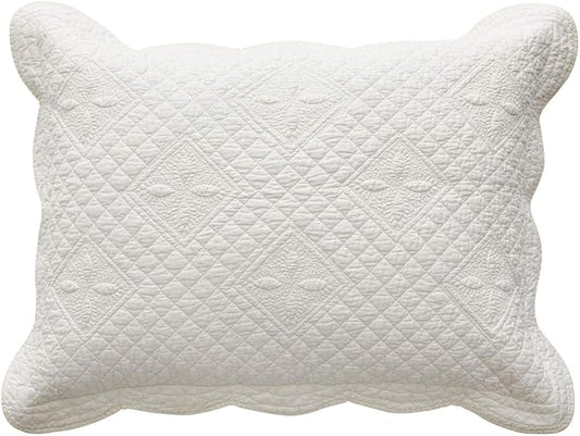 Sage Garden Luxury Pure Cotton Quilted Standard Pillow Sham 20'' x 26'' by Calla+Angel