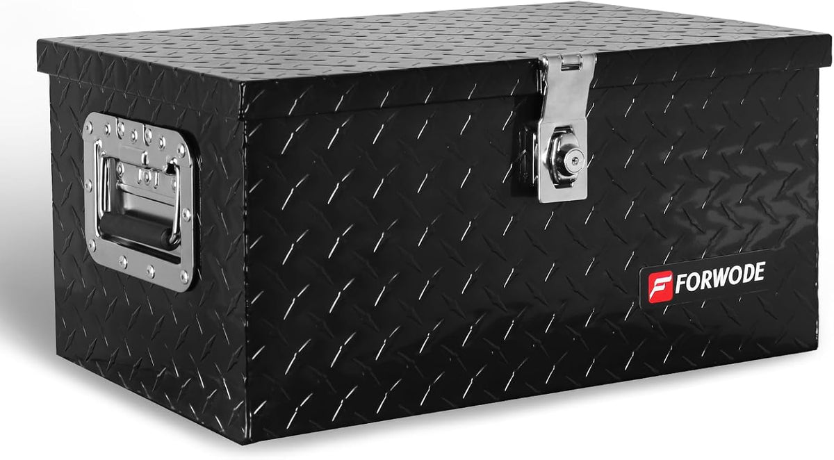 forwode 20 inch aluminum truck tool box lockable, front angle view