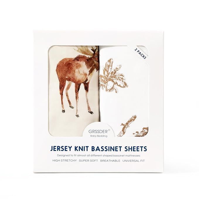GRSSDER Ultra Soft Bassinet Sheets 2 Pack, Stretchy Breathable Knit Bassinet - Image 4