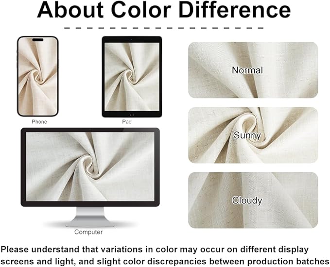 Vision Home Natural Pinch Pleated Full Blackout Curtains Linen Blended Room - Image 8