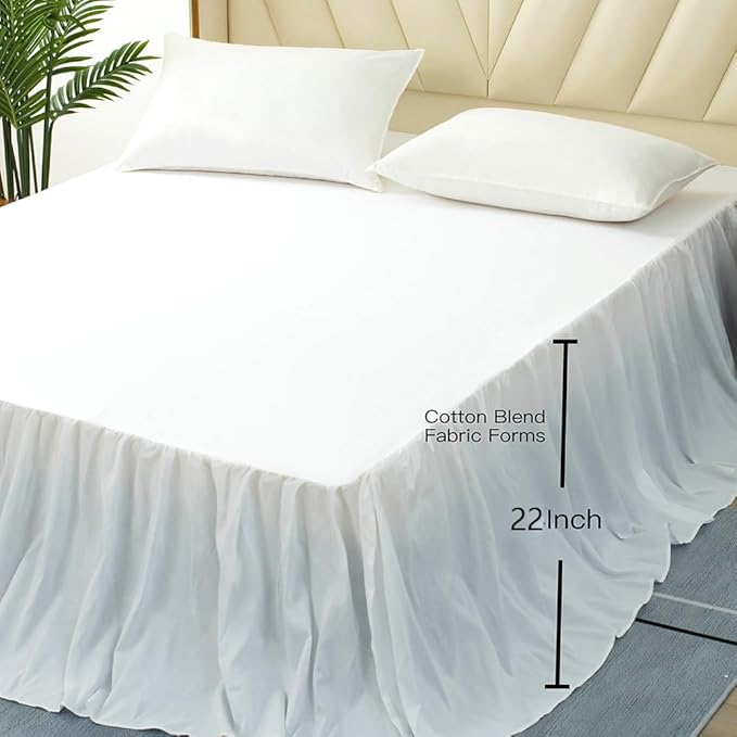 TSUTOMI Bed Skirt Twin Size Ruffled Bed Skirt - Image 4