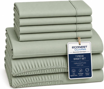 split king sheets for adjustable bed, 7pc egyptian, main product view