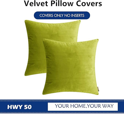 HWY 50 Leaf Green Velvet Throw Pillow Covers 18x18 Inch - Image 6