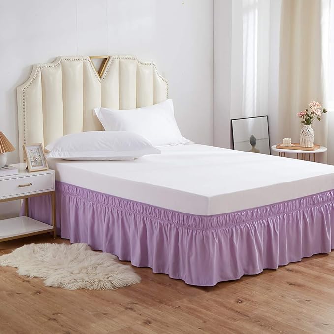 MEILA Wrap Around Bed Skirt Three Fabric Sides Elastic Dust Ruffled 16 Inch - Image 2