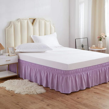 MEILA Wrap Around Bed Skirt Three Fabric Sides Elastic Dust Ruffled 16 Inch - Image 2