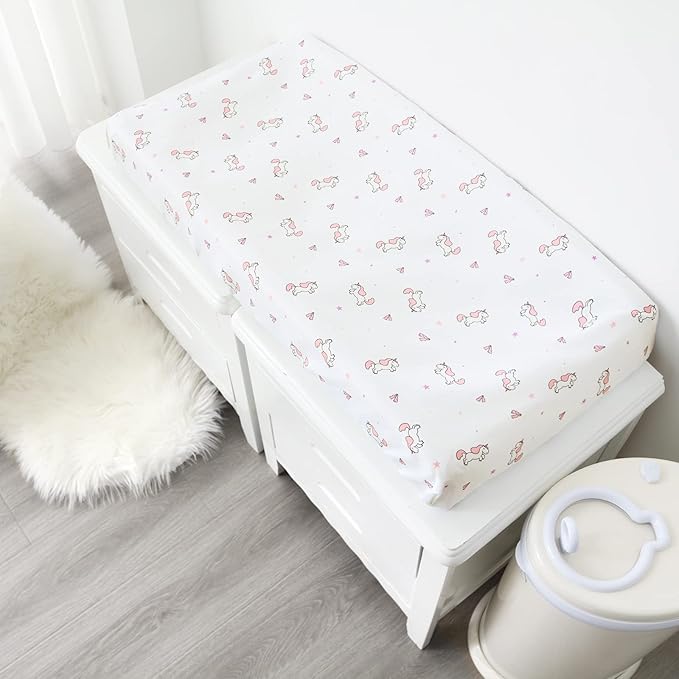 Changing Pad Cover for Girls 4 Pack, Comfy & Breathable Changing Table Cover - Image 3