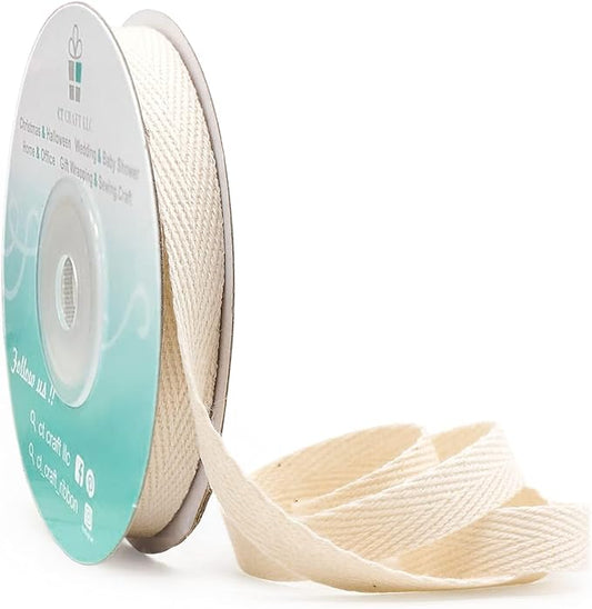 CT CRAFT LLC Ivory Cotton Twill Ribbon 3/8" x 10 Yards by CTCRAFTLLC
