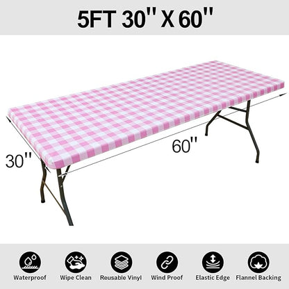Smiry Rectangle Picnic Table Cloth, Elastic Waterproof Fitted Vinyl Tablecloths - Image 8