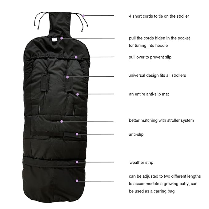 Length Ajustable Waterproof Stroller Winter Cover - Image 4