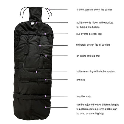 Length Ajustable Waterproof Stroller Winter Cover - Image 4