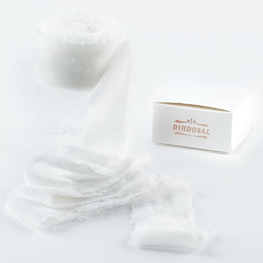 White Velvet Ribbon 1.5 Inch Frayed Silk Velvet Ribbon Rustic White Christmas by DINDOSAL