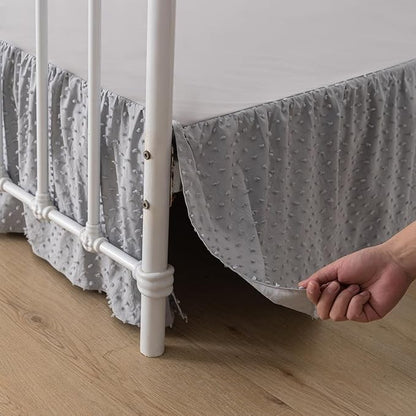 Tufted Dot Bed Skirt King Size Ruffled Bed Skirt - Image 2