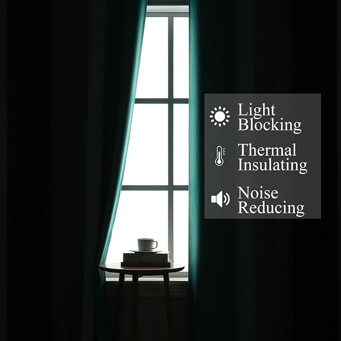 Estelar Textiler Navy Blue and Teal Blackout Curtains 45 Inch Length, Full - Image 3