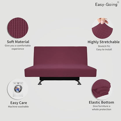 Easy-Going Stretch Futon Slipcover Armless Futon Bed Cover Furniture Protector - Image 3