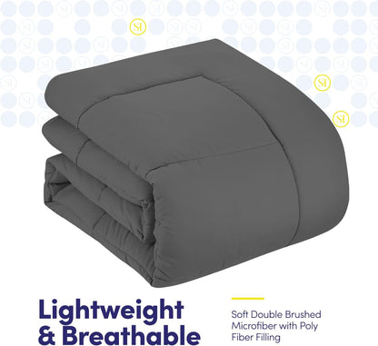 full size comforter set with sheets - 7-piece showing dimensions