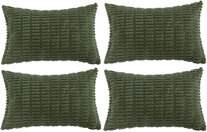 Fancy Homi 4 Packs Boho Olive Green Decorative Throw Pillow Covers 16x24 Inch by Fancy+Homi