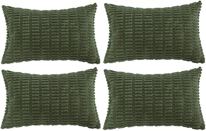 Fancy Homi 4 Packs Boho Olive Green Decorative Throw Pillow Covers 12x24 Inch by Fancy+Homi