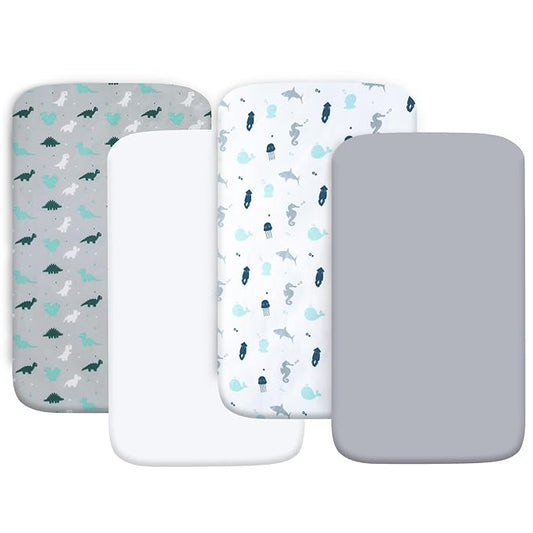 Crib Sheets for Boys or Girls 4 Pack, Baby Crib Sheets 52'' x 28'' for Standard by SpringspiritBedding