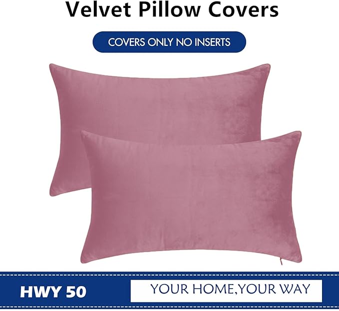 HWY 50 Purple Pink Velvet Rectangular Throw Pillow Covers 12x20 Inch - Image 6