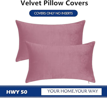 HWY 50 Purple Pink Velvet Rectangular Throw Pillow Covers 12x20 Inch - Image 6