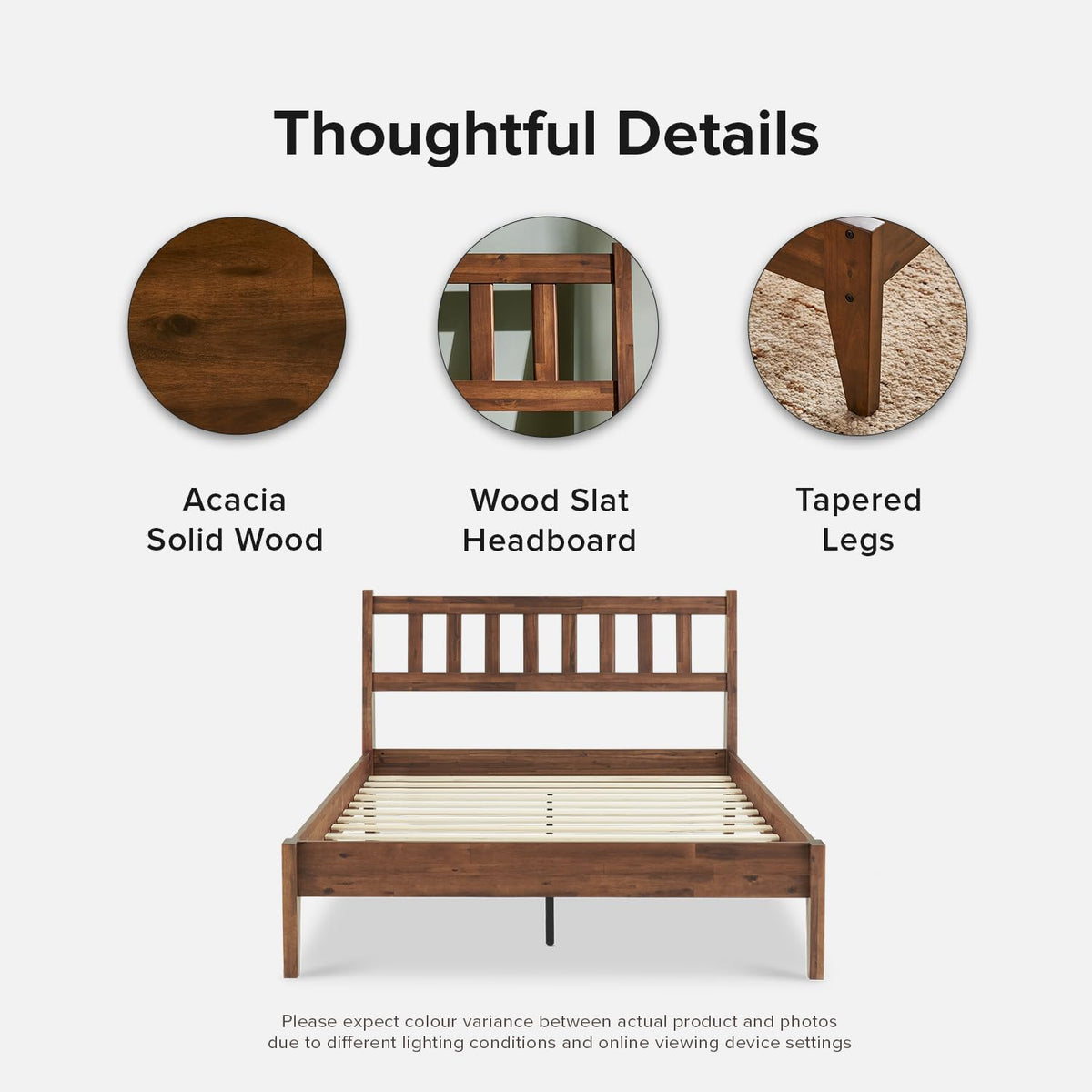 mopio ted full bed frame, headboard, platform bed, side view