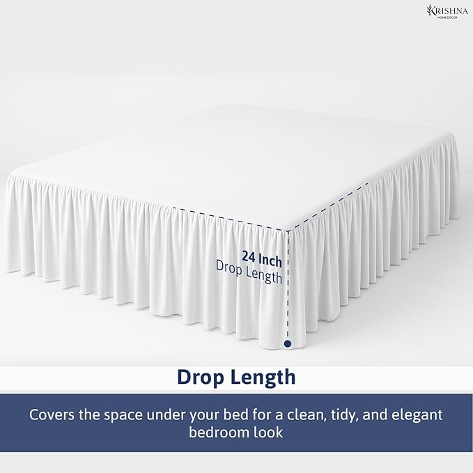 KRISHNA Ruffled Bed Skirt with Split Corners Queen, 100% Microfiber Hotel - Image 4