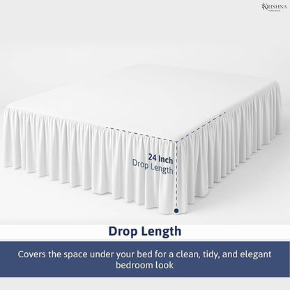 KRISHNA Ruffled Bed Skirt with Split Corners Queen, 100% Microfiber Hotel - Image 4