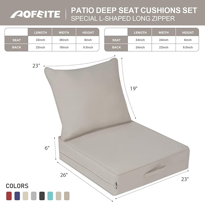Outdoor Olefin Water-Resistant Deep Seat Cushion Set, Thickened Sofa Chair Pad - Image 5